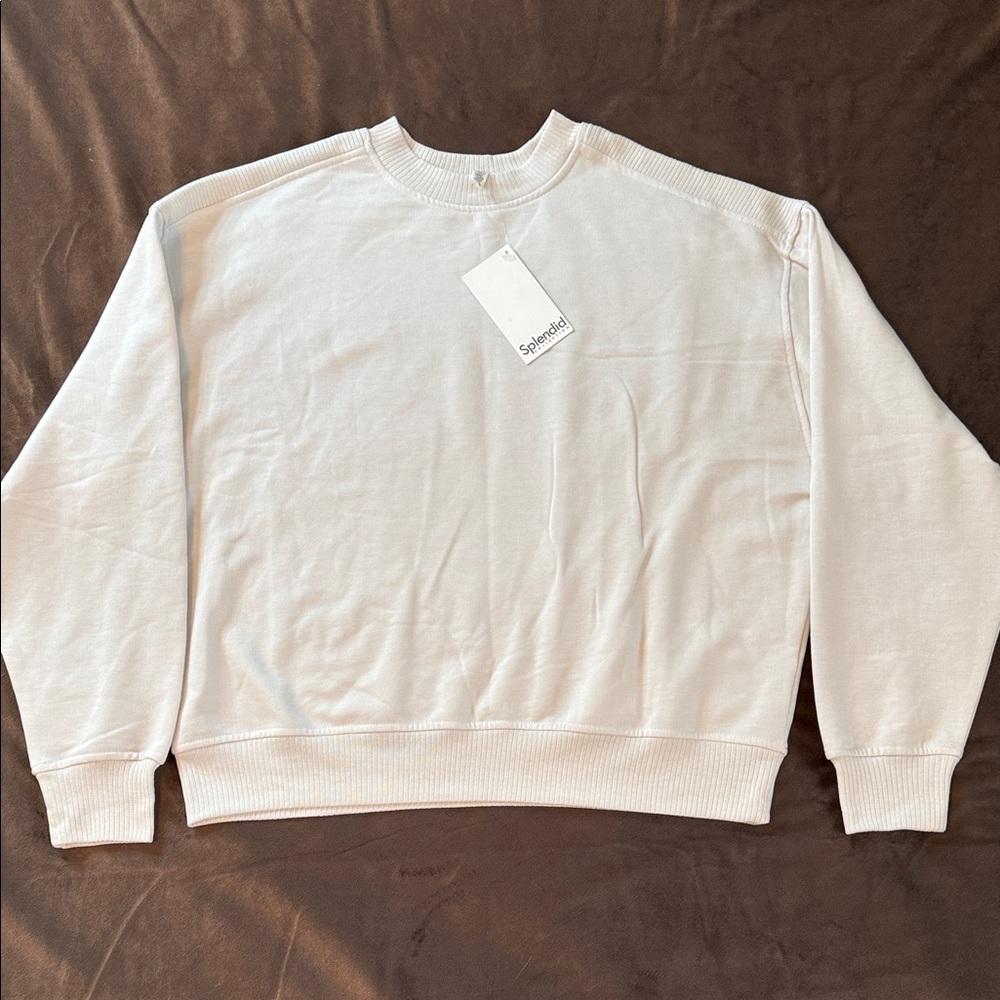 Splendid Ribbed Crewneck Long Sleeves Ribbed Cuffs and Hem Sweatshirt R13A - Picture 2 of 13
